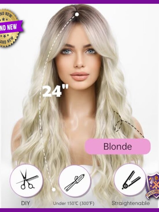 Long Wavy Wig Human Hair Synthetic Blend Lightweight Breathable Daily Wear main image 4